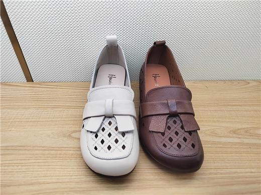 豪行夏季新款23292611真皮休闲低跟复古女鞋凉鞋皮鞋 商品图2