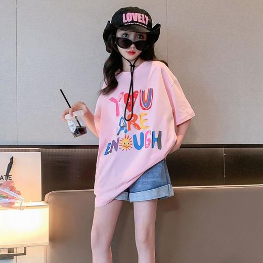 女童220克短袖t恤新款洋气夏季大童宽松夏装儿童中长款半袖上衣潮110-170 商品图7