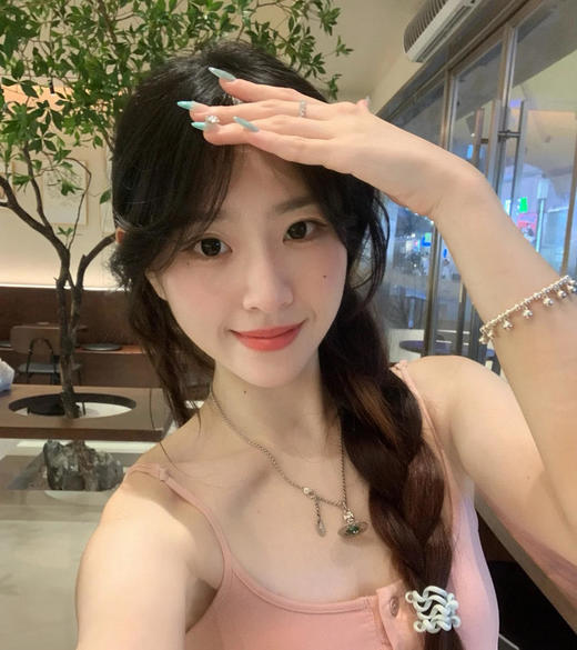 西太后薄荷绿项链U绝美立体土星项链，银色配薄荷绿珠（XTY） 商品图2