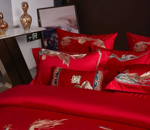 【高端婚庆】 喜事良缘 龙凤刺绣100支新疆长绒棉四件套十件套 商品图1