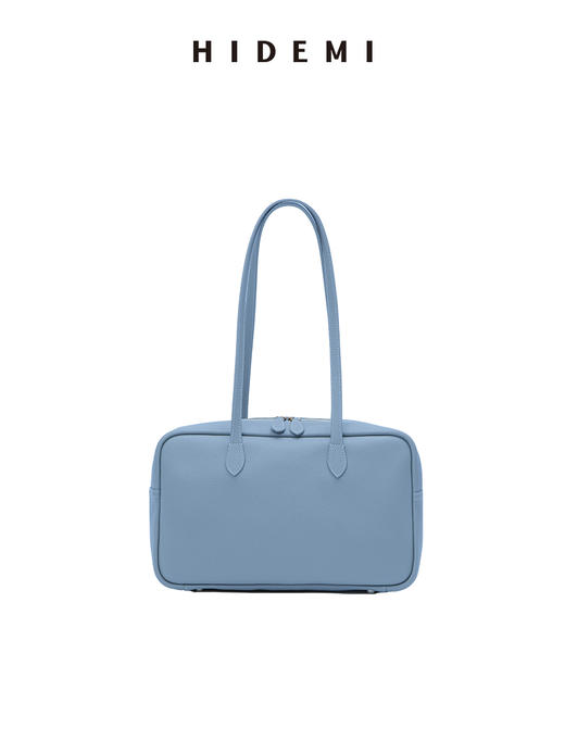 HIDEMI进口荔枝牛皮togo皮波士顿多功能斜跨手提包 中号 乌木棕/亚麻蓝 商品图6