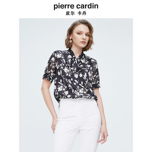 皮尔卡丹女装春季新款简约淑女碎花衬衫P4227A4011B3 商品图4