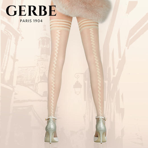 Gerbe格伯 100%法国原装进口女士大腿袜 女丝袜 GJNVI 长筒袜 24d 商品图0