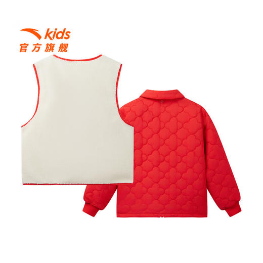 安踏儿童外套女大童2024冬季加绒保暖新年两件套上衣362518604 商品图1