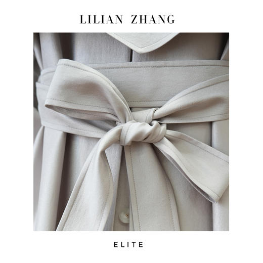 E-“定制—静奢风 —都市摩登—风尚之选、系带银灰中长款风衣 2407009 商品图3