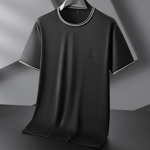 【冰丝】【DPF】大依优型大码短袖T恤圆领半袖冰丝弹力加肥加大上衣胖子时尚潮流男士 商品图2