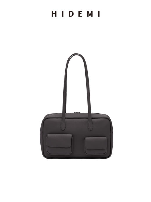 HIDEMI进口荔枝牛皮togo皮波士顿多功能斜跨手提包 中号 乌木棕/亚麻蓝 商品图5