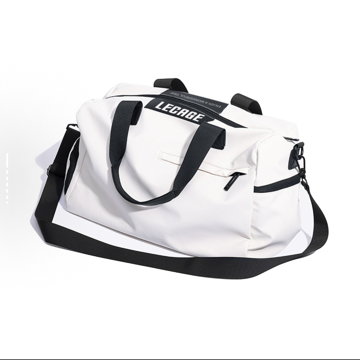乐凯奇 LECAGE 干湿分离健身包防水 可折叠游泳包 牛津纺 男女同款 41*24*23cm 白色黑色蓝色