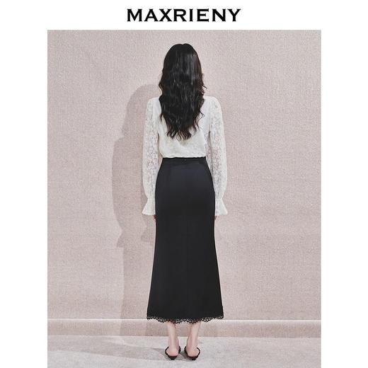 MAXRIENY2024复古浪漫感开叉蕾丝缎面半裙约会小裙子包臀半身裙(货号:MF85SK757) 商品图3
