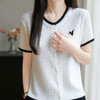 纤束马精纺羊毛扭花刺绣短袖 YYY-2507 商品缩略图1