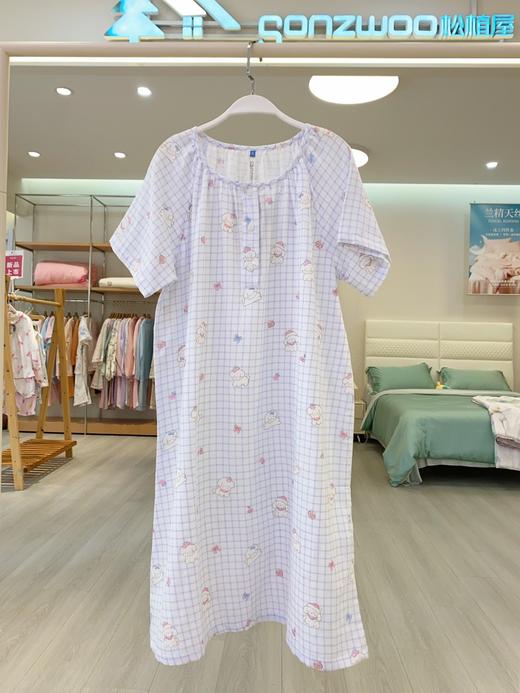 -松植屋2025新款清新纱布短袖睡裙溜肩设计 夏季均码双层纱布睡裙 商品图9