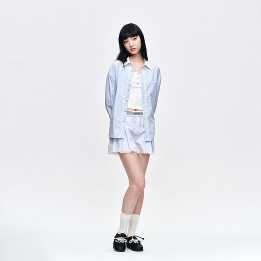 Herlian2025年春夏宽松廓形撞色拼接长袖衬衫 商品图2