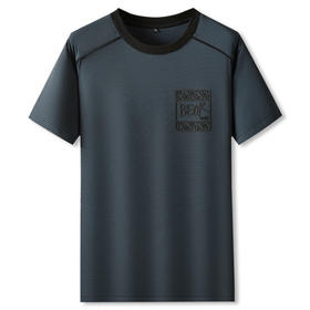 【冰丝】【DPF】大依优型大码短袖T恤圆领夏季薄款冰丝免烫半袖男士大码胖子时尚运动休闲上衣