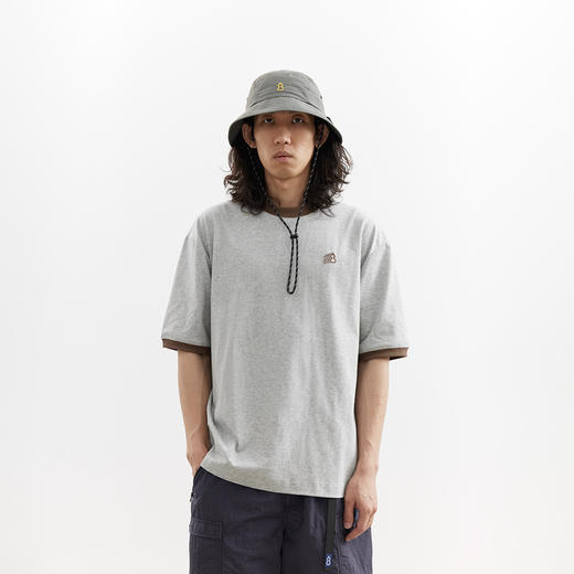 吃茶去chichaqu25凉感防晒速干撞色罗纹短袖T户外运动宽松百搭 商品图0