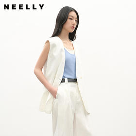NEELLY纳俪商场同款夏新款随性廓形中长款西装马甲女慵懒舒适上衣N25042D01047