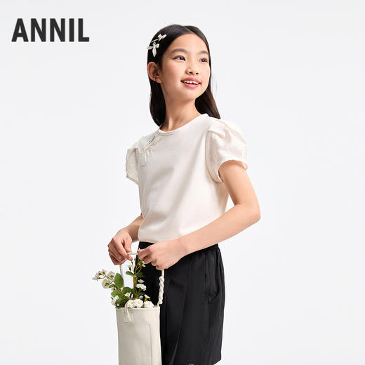 女童圆领短袖针织衫夏季新款安奈儿童装EG521144 商品图1