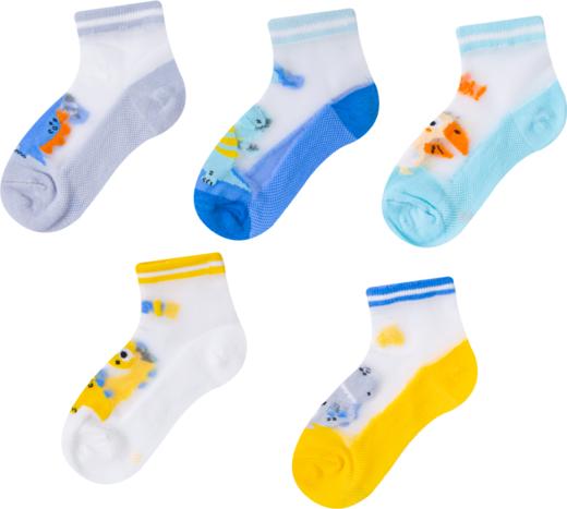 贝贝怡【5双装恐龙印花网眼袜】25春夏新款男童透气网眼袜轻薄短袜子ZB5EP010 商品图8