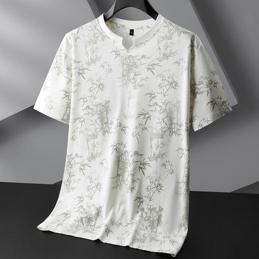 【冰丝】【DPF】大依优型大码短袖T恤圆领宽松国风印花半袖夏季男士加肥加大胖子上衣男士 商品图1
