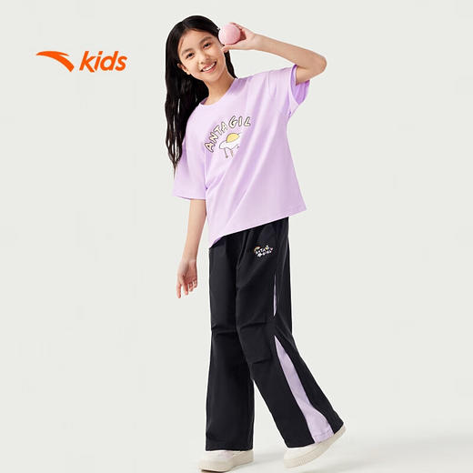 安踏儿童短袖T恤女大童2025夏透气亲肤中大童圆领短袖潮362528106 商品图2