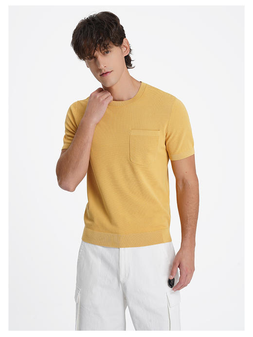 callisto启程系列冰沙黄多巴胺长绒棉混纺弹力T恤 商品图2