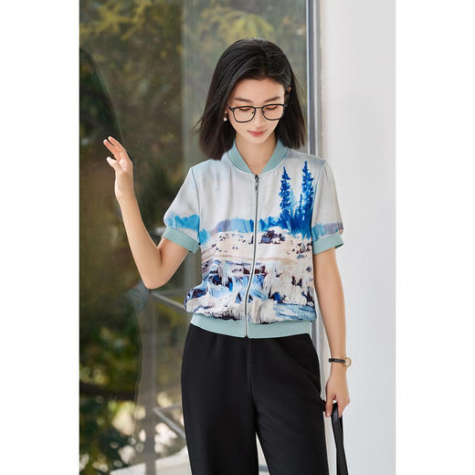 剩S 米思阳2025夏季新款独特原创定位花短外套休闲通勤Polo短袖棒球服1234 商品图1