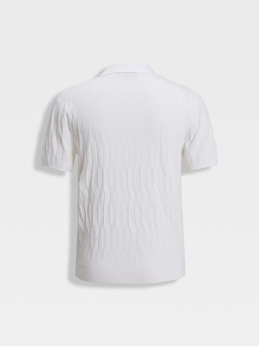 callisto白色凉感高弹压褶提花T恤 商品图1