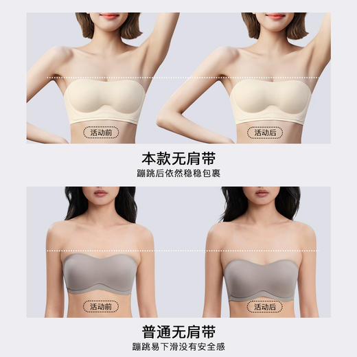 A3-【A-B杯】【防滑氨纶面料】【透气洞洞杯垫】【侧翼自带透气孔】【防滑不掉无肩带抹胸】润微夏季薄款无痕防走光小胸聚拢美背内衣文胸  皎月无痕【小胸-半杯】 商品图6