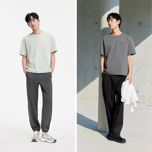 森马短袖T恤男2025夏季新款撞色字母印花上衣圆领内搭针织休闲装 商品图3