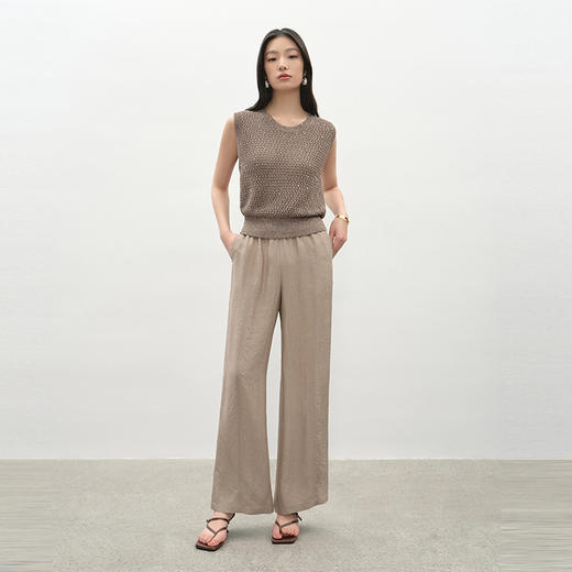 NEELLY纳俪商场同款夏季新款时尚百搭休闲阔腿裤女浅色简约长裤N25045H01101 商品图2