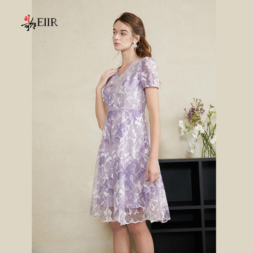 司歌刺绣连衣裙短袖显瘦端庄A911038X 商品图1