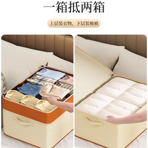 【超大容量❗️双层皮革收纳箱】加大加宽，一箱抵两箱，上层装衣服裤子，下层装棉被！家用衣柜装衣物整理盒袋防尘储物筐箱子 商品图3