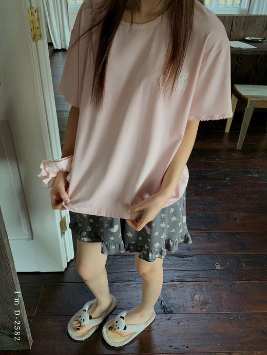 蕾丝碎花～春夏新款甜美印花短袖短裤家居服套装 自带清凉感睡衣 商品图1