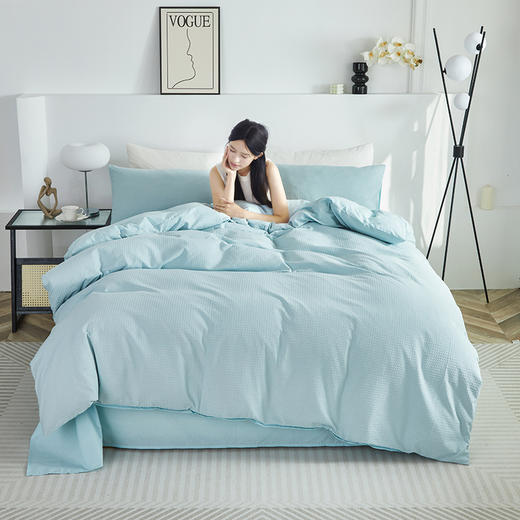 恒源祥全棉华夫格四件套-青筠 200*230cm HYX331TJ 商品图2