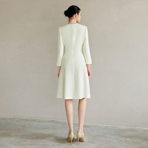 IWY/气质名媛米色连衣裙女新款圆领法式西装裙主持上镜正装Q1293 商品图4