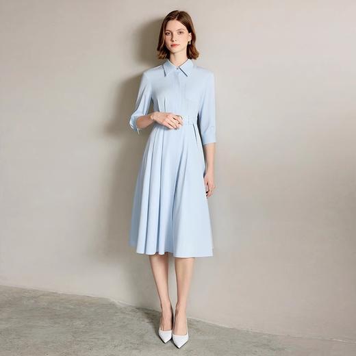 IWY/简单大方蓝色衬衫连衣裙正式场合裙子工作服正式场合裙子Q1310 商品图0