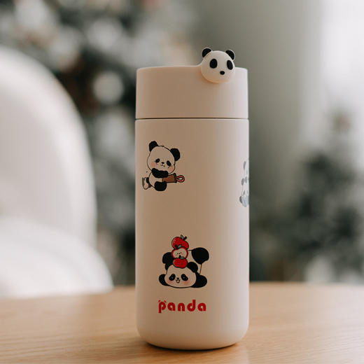【平安喜乐熊猫杯】316不锈钢茶水分离保温杯 420ml容量 商品图1
