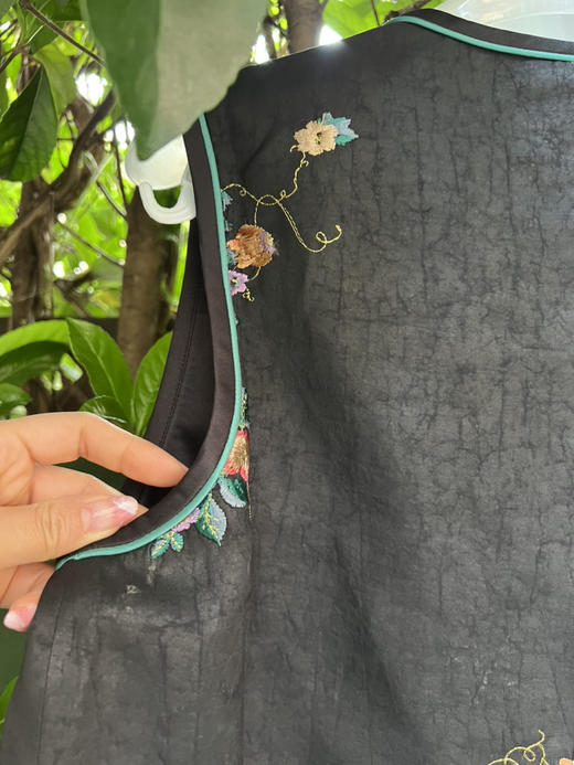 49-10 新中式 葫芦花 龟裂香云纱 马甲 短裤 167-135我穿L合身不宽裕 穿xl更理想 商品图10