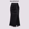 MAXRIENY2024复古浪漫感开叉蕾丝缎面半裙约会小裙子包臀半身裙(货号:MF85SK757) 商品缩略图4