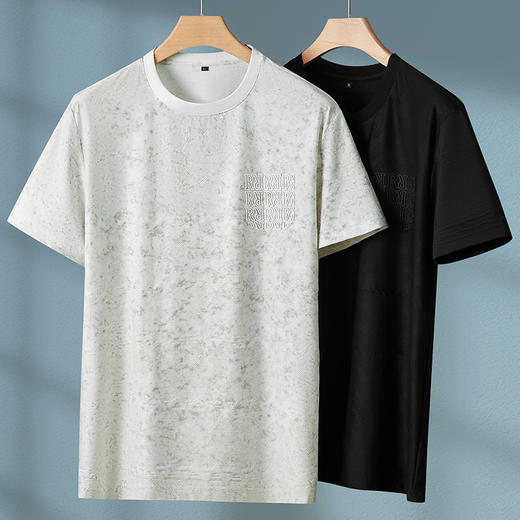 【冰丝】【DPF】大依优型大码短袖T恤晕染冰丝圆领半袖运动弹力夏装肥佬休闲凉感上衣男士 商品图3