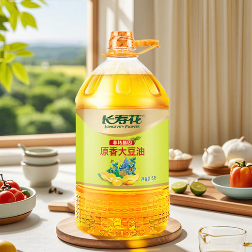 长寿花低温初榨原香大豆油5升非转基因 压榨三级大豆油5L 商品图3