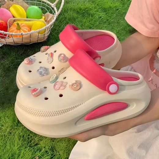 【时尚百搭❗️多巴胺可爱洞洞鞋】柔软亲肤，轻松不累脚❗️包头拖女夏季厚底外穿网红增高显瘦沙滩ins 商品图10