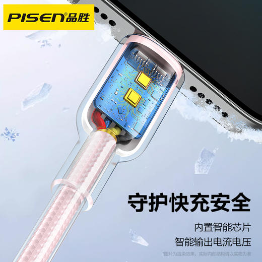 品胜 冰晶渐变系列60W C-C双Type-C适用于苹果15/16  27W C-L编织1.2米数据线苹果8-14 商品图3