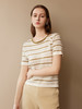 【短袖条纹针织套衫】25年春夏新品女士圆领条纹撞色针织开衫 商品缩略图0