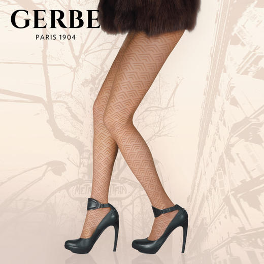 Gerbe格伯 100%法国原装进口女士连裤袜 肌理图案女丝袜GCKHE 44d 商品图0