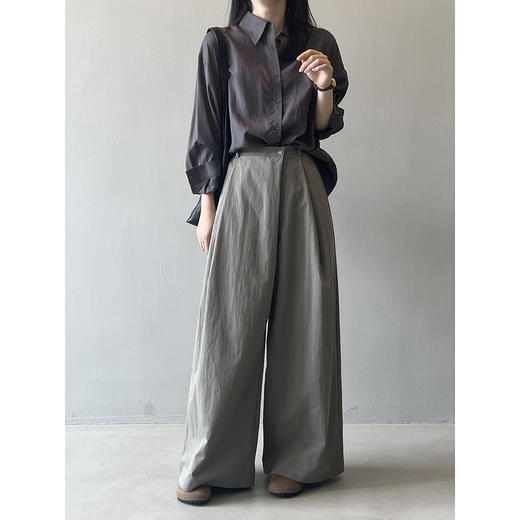 【专柜大牌品质】春夏天丝麻简约衬衫 设计感宽松叠穿衬衣82121 商品图3