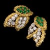 独角鹿西洋古董 1965年代法国出品18K黄金铂金镶嵌钻石及祖母绿耳环一对 商品缩略图2