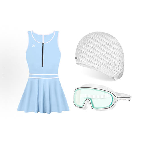 乐凯奇 LECAGE 连体泳衣专业泳衣泳镜泳帽三件套游泳套装 氨纶 锦纶 泳池 女款 商品图1