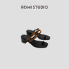 ROMI STUDIO“简约优雅”反绒方头夹趾粗跟一字套趾H百搭拖鞋S3528 商品缩略图0