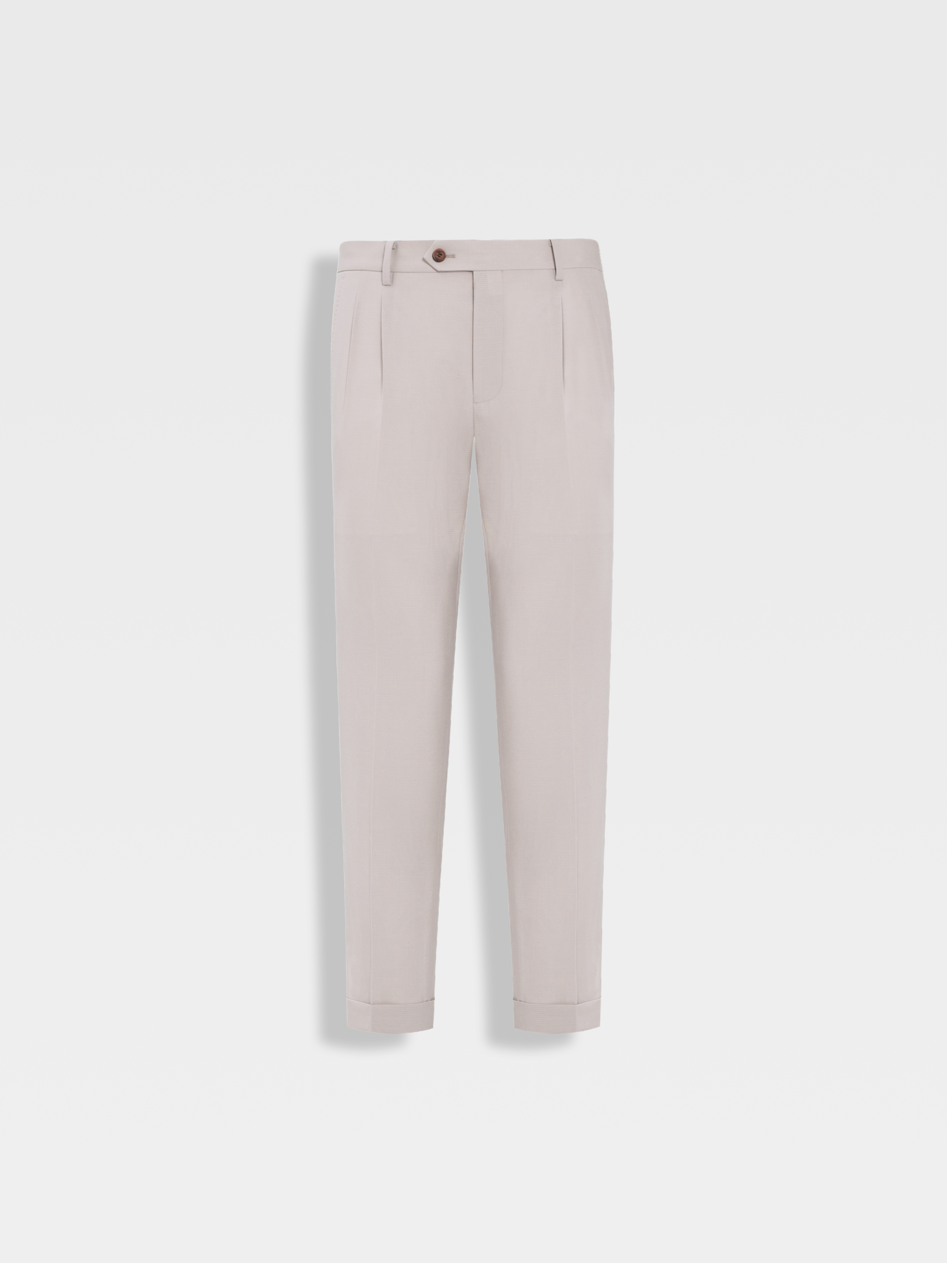 callisto松弛系列老钱风糯米白绵羊毛混纺西裤