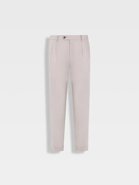 callisto松弛系列老钱风糯米白绵羊毛混纺西裤